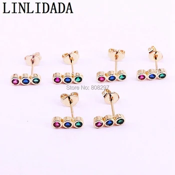 

10Pairs Simple Popular Women Girl rainbow CZ Cute Mini Stud Earrings Colorful Jewelry