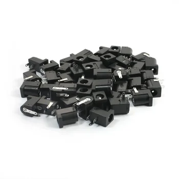 

50PCS 5.5mmx2.1mm 3Pins PCB Mounting Female DC Power Jack, Black