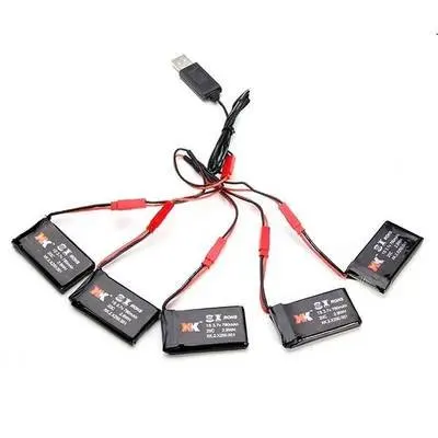 

EBOYU XK X250 RC Quadcopter Drone Spare Parts 3.7V 780mAh 5 X Lipo Battery & 1 X USB Charger