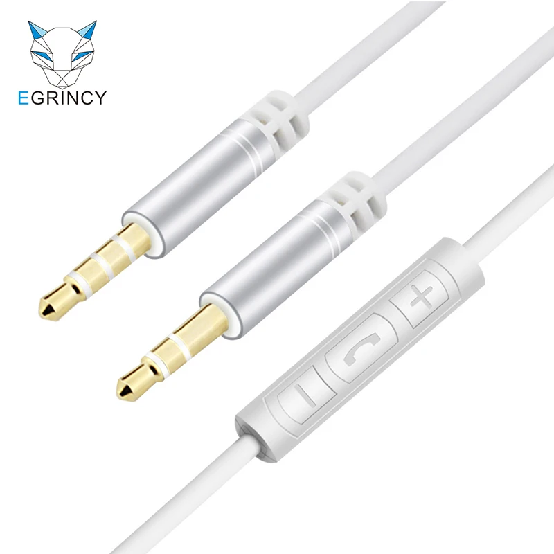 EGRINCY 3.5mm Jack Audio Cable 1.2m Stereo Aux Plug Cables With MIC Handsfree Speakerphone In-Line Remote Control For Car Phone EGRINCY 3.5mm Jack Audio Cable 1.2m Stereo Aux Plug Cables With MIC Handsfree Speakerphone In-Line Remote Control For Car Phone