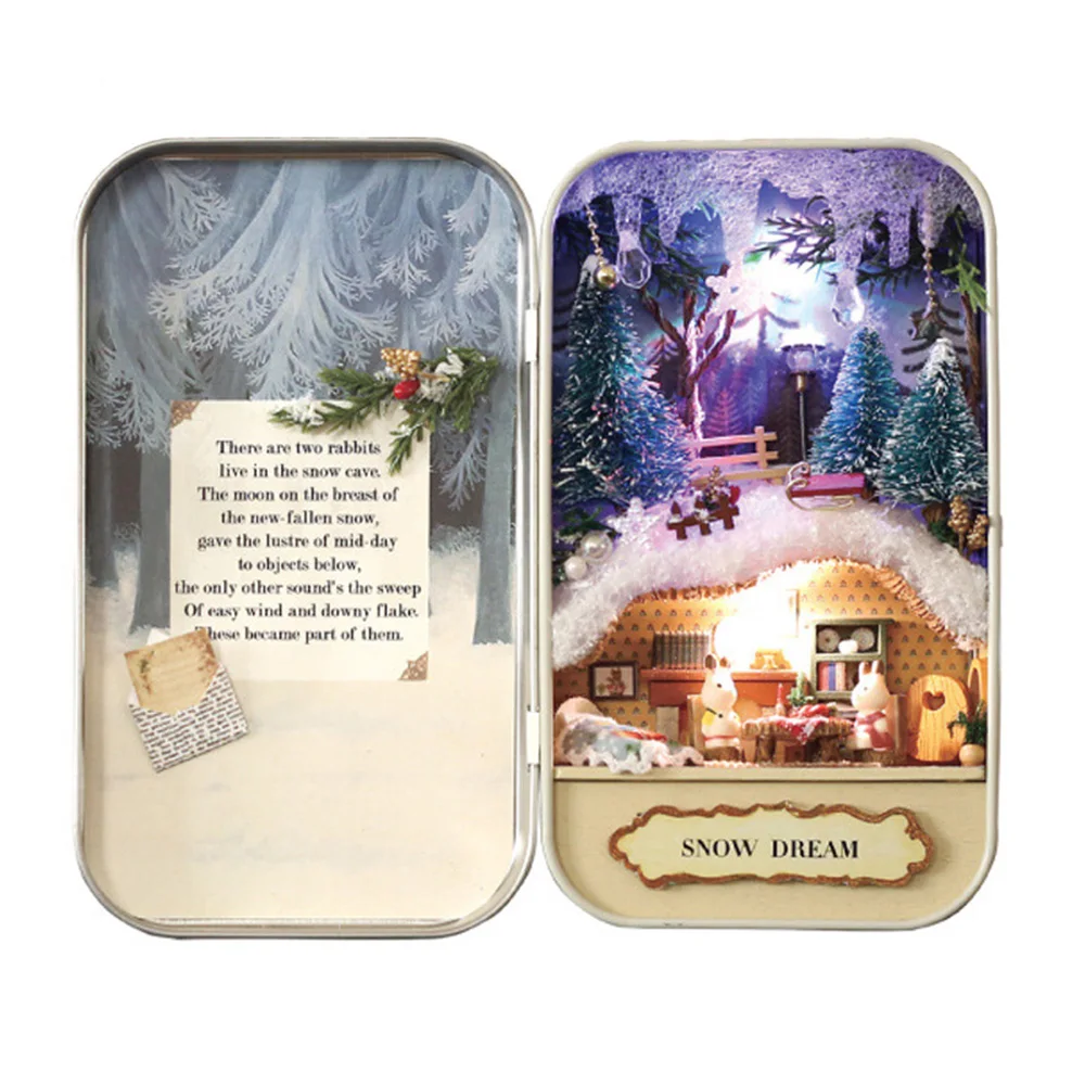 

Snow Dream Theatre Box 3D DIY Doll House Miniature Wooden Handmade craft gifts Mini Furniture Decoration Toy for Christmas Gift