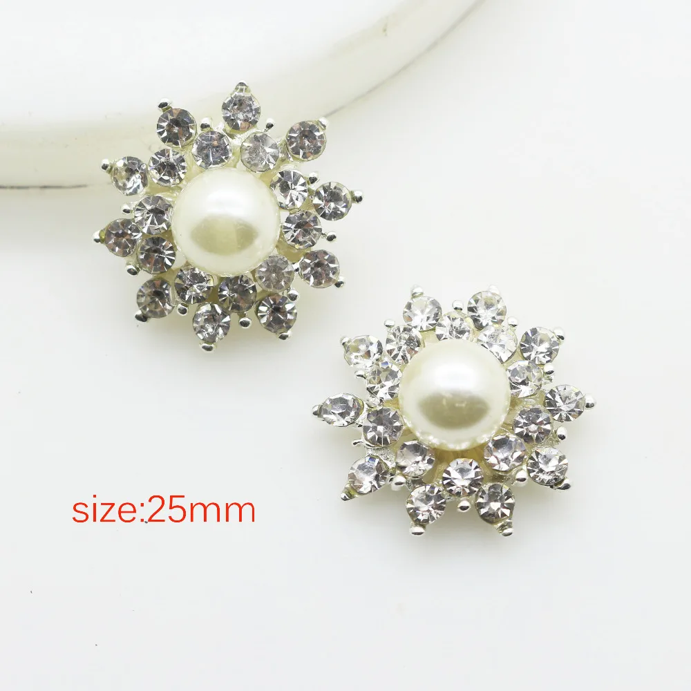 

New 20mm 5 pcs / pack Fashion Alloy Crystal Rhinestone buttones,Wedding DIY Pearl Button Flatback button.