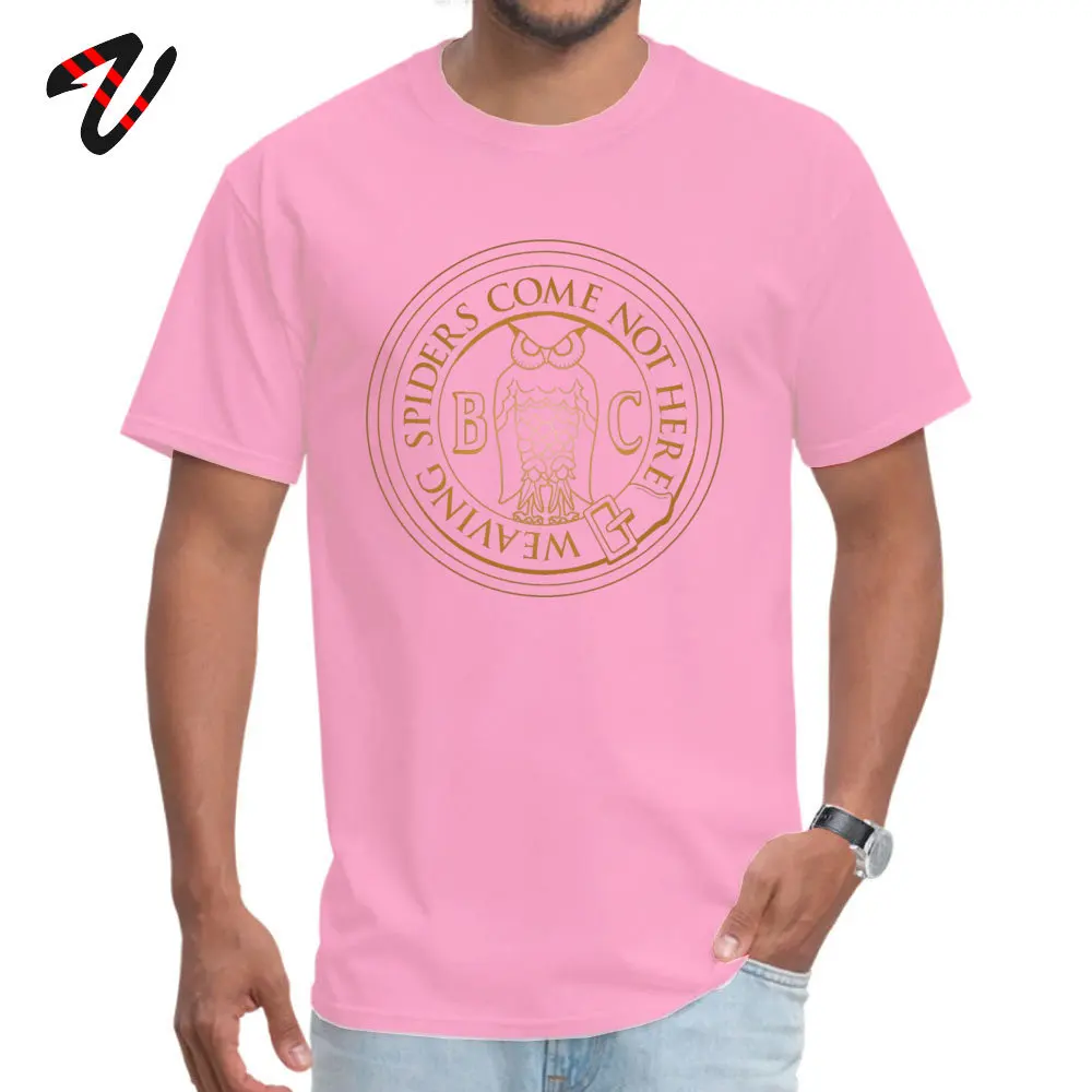 Printed On 100% Cotton Fabric Tops & Tees for Men Normal Top T-shirts Casual High Quality O-Neck T-shirts Short Sleeve Bohemian Grove Owl - Golden -10033 pink