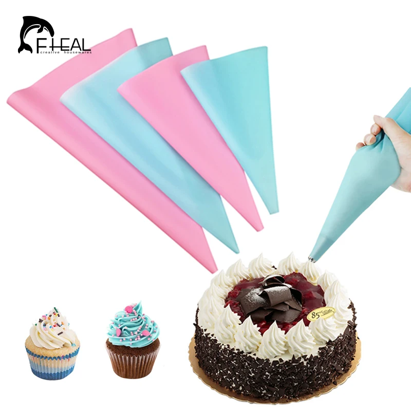 

FHEAL 4pcs/set Reusable Piping Bags Icing Bag Set Dessert Decorators Cake Decorating Cream Syringe Tips Bakeware Cake Tools