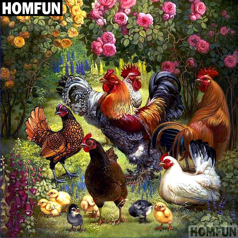 Алмазная живопись HOMFUN курица петух алмазная вышивка с полными