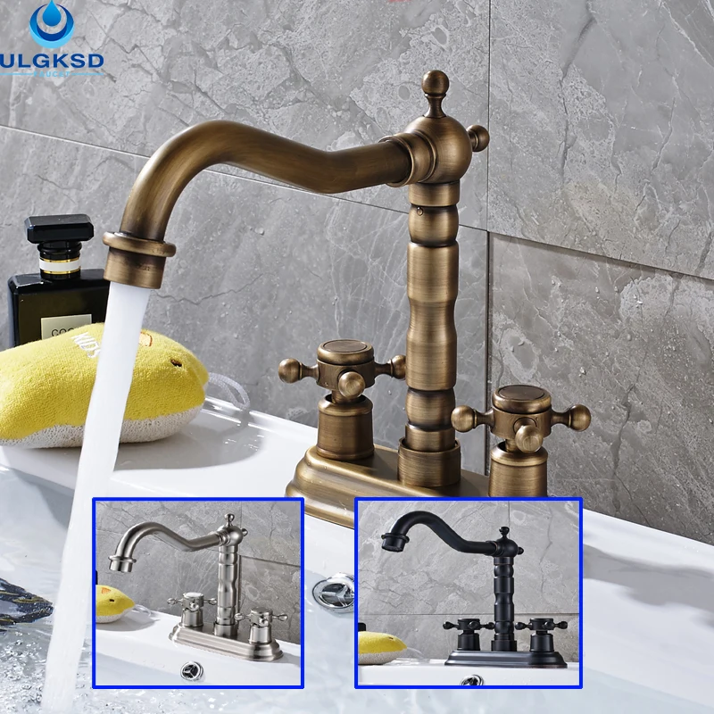 

ULGKSD Wholesale and Retail Multi Choices Basin Faucet Mixer Tap Dual Cross Vessel Handle Bathroom Sink Faucet Deck Mounted