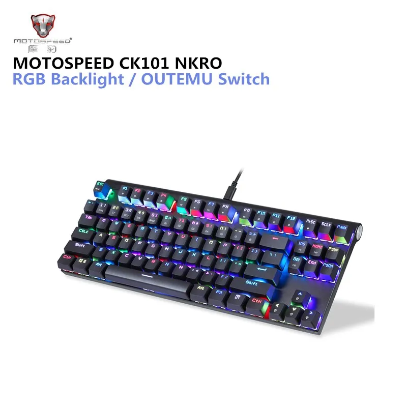

MOTOSPEED CK101 NKRO Mechanical Keyboard RGB Backlit 87 Keys LED Flashing Light Backlit Ergonomic Anti-Ghosting Gaming Keyboard