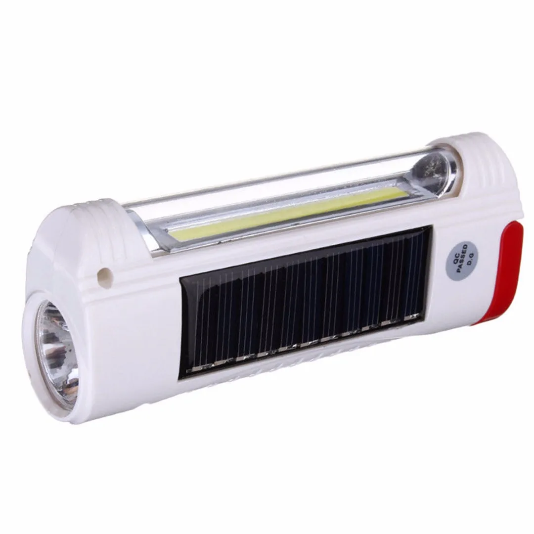 Newest  Mini Solar Power LED Flashlight USB Rechargeable Camping Hiking Light Lamp