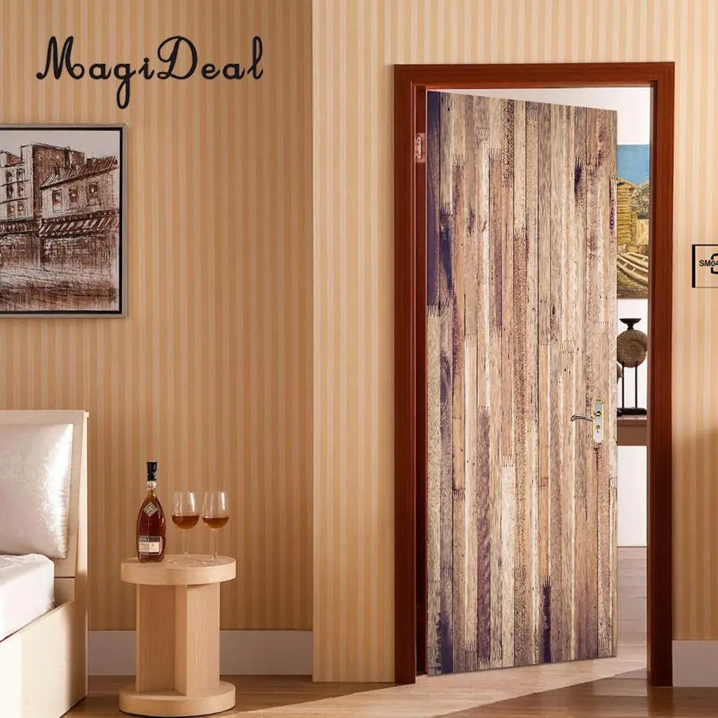 3D Door Wall Paper Murals Wall Stickers Scene for Home Art Decoration Self Adhesive Vinyl Waterproof Art Door Decals 77x200cm