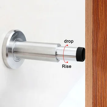 

Stainless Steel Retractable Anti Collision Rubber Easy Install Home Use Mute Wall Mount Adjustable Door Stopper