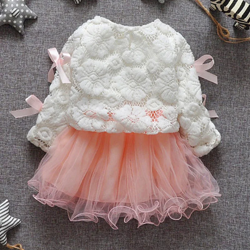 Murah Halilo Bayi Gadis Putri Gaun Bunga Busur Bayi Gadis Ulang Tahun Pertama Pakaian Gadis Kecil Pakaian Bayi Gadis Lengan Panjang Gaun