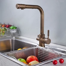 Классический Матовый бронзовый с двойной ручкой 3 способа смеситель для кухонной раковины 2 выхода водопроводный кран кухонные аксессуары