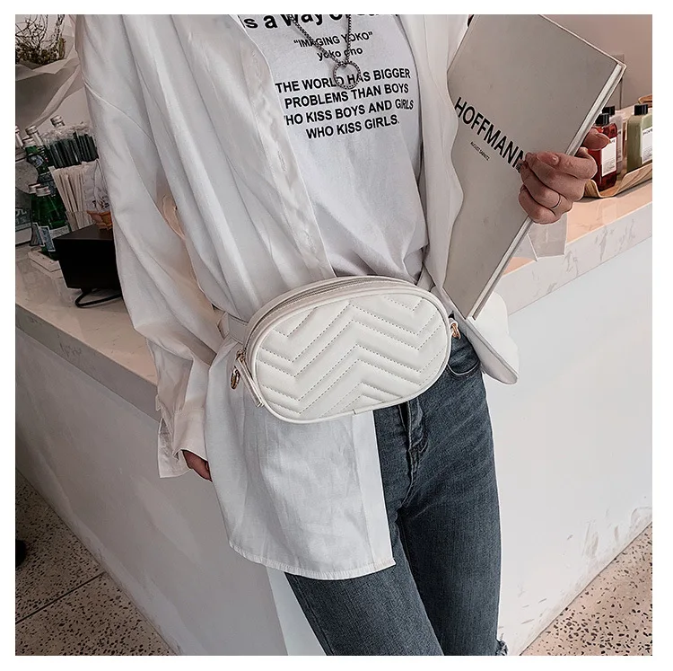 Summer High Quality Belt Bag Waist Bag Round Fanny Pack Women Luxury Brand Leather Handbag