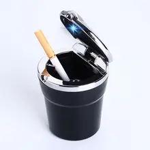 Portátil Preto Inoxidável Auto Lixo Carro Do Cigarro Do Carro Cinzeiro com LED Azul Luz de Alta Qualidade