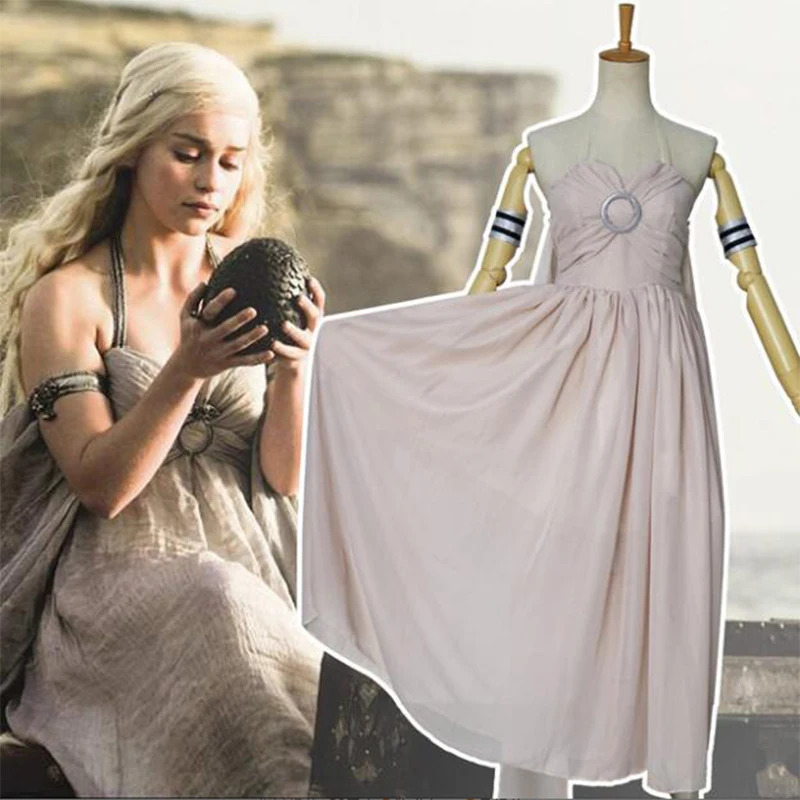 1 SETGame of Thrones Daenerys Targaryen Cosplay Costume Women Halloween Dress