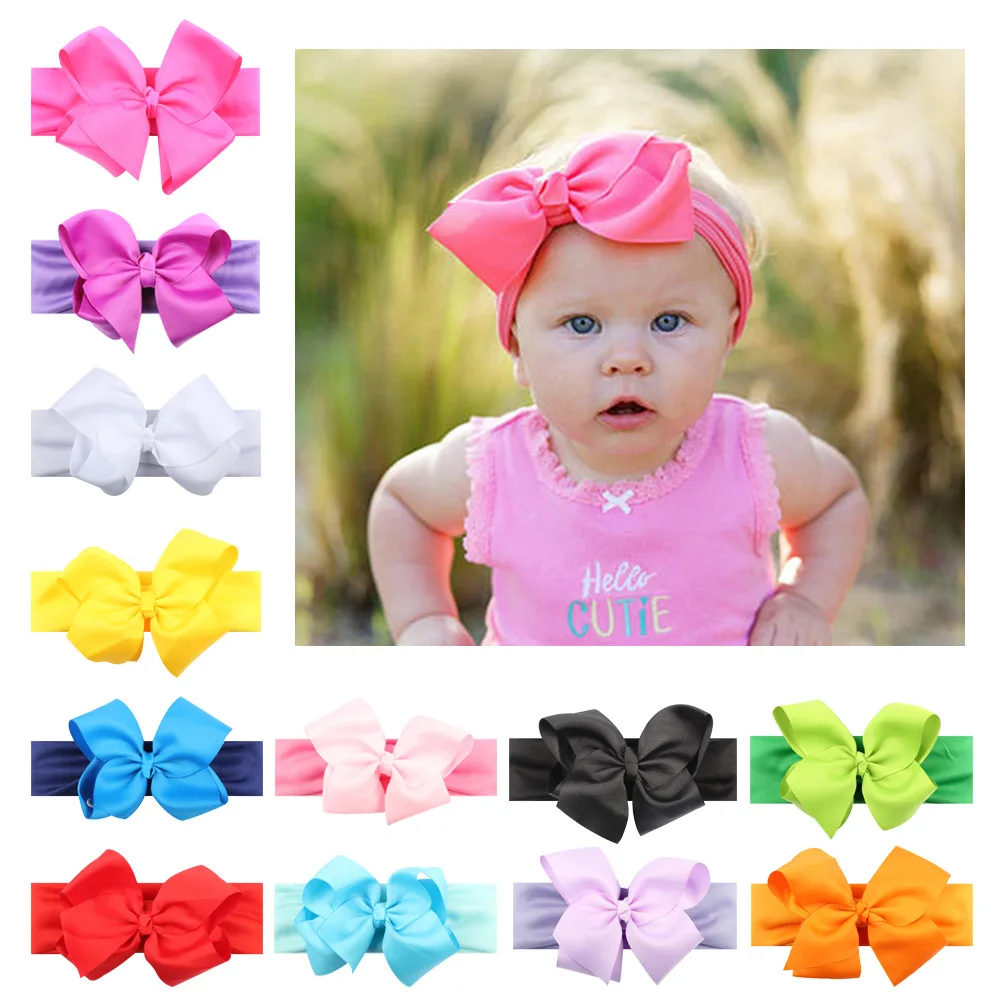 Baby Hair Cotton Headbands Elastic Bunny Ears Hair Band Head Wraps for Toddler Infant Girls-Random Color 1pcs