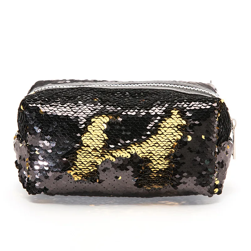 

2018 Black Gold Sequins pencil case large capacity Pencil Bag Kalem Kutusu Student Estojo Escolar Stationery penalty 3028