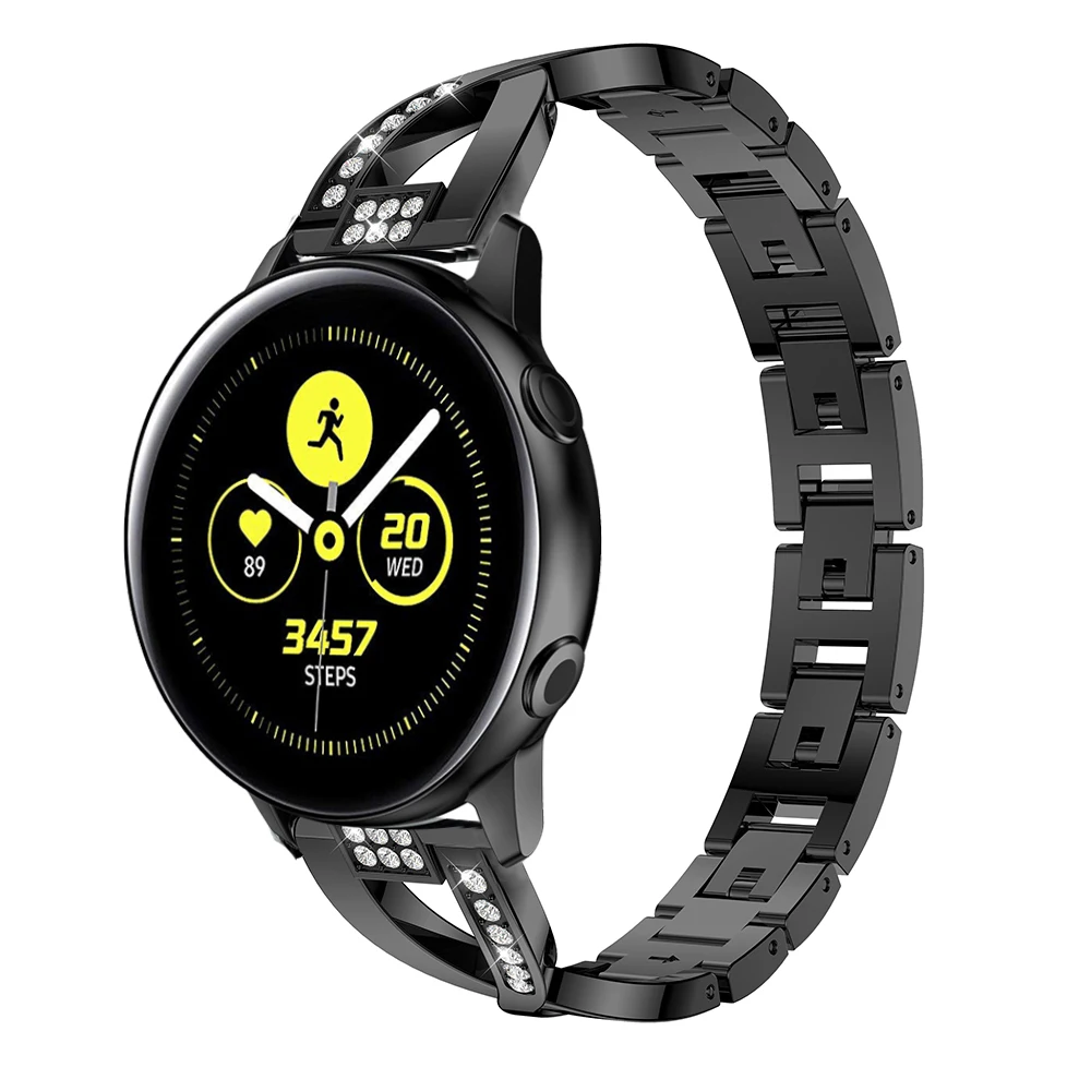 Ремешок для часов 20 мм для samsung Galaxy Watch Active 42 мм для gear S2 умный ремешок для часов с металлическими Стразы сменный Браслет