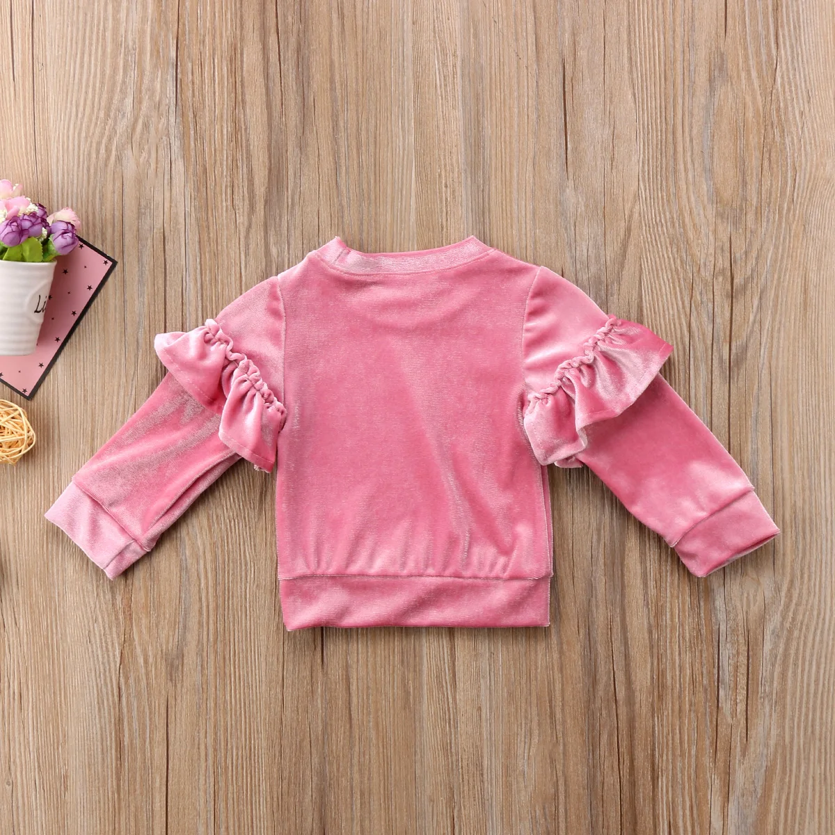 Милые детские бархатные флисовые топы для маленьких девочек, футболка, свитер с длинными рукавами, одежда