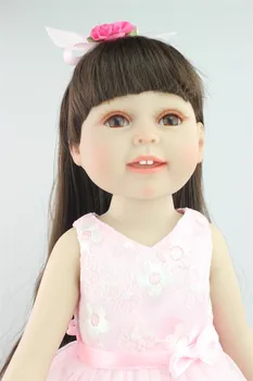 

18" American princess with dress shoes black hair Reborn Baby doll silicone baby doll baby toys for girls gift