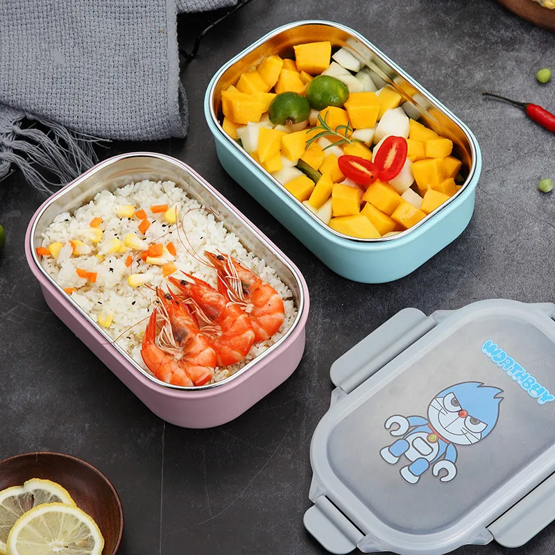 Милый мультяшный Bento Box для детей, школьный японский Ланч-бокс, герметичный Ланч-бокс из 304 нержавеющей стали, контейнер для хранения еды
