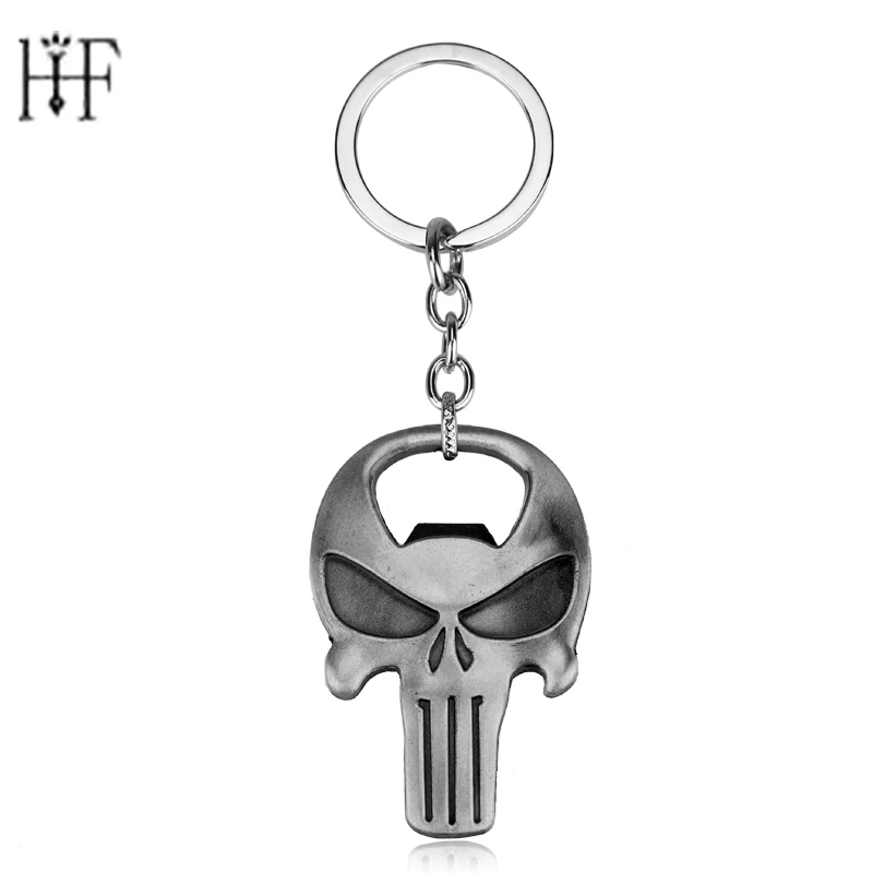 

New Arrival The Punisher Skull Bottle Opener Keychain Bar Beer Wine Tool Mask Key Chain Ring Keyring Jewelry Gift Souvenirs