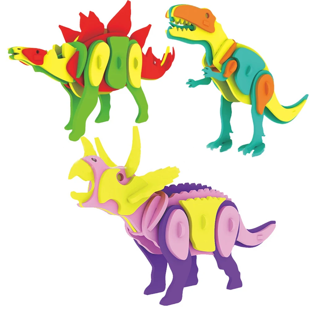 Diy 3d Puzzle Warna Warni Tyrannosaurus Rex Stegosaurus Triceratops Dinosaurus Buatan Tangan Mainan Pendidikan Untuk Anak Anak Handmade Educational Toys Educational Toyseducational Toys For Children Aliexpress