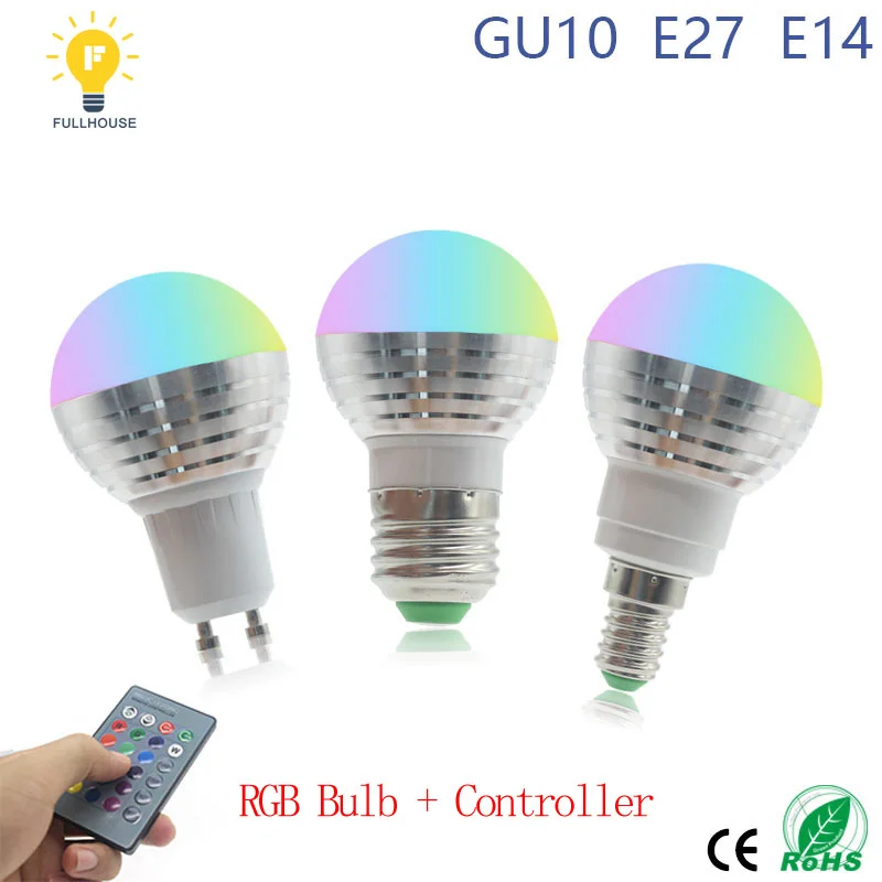 E27 E14 LED 16 изменение цвета RGB волшебная лампа 85 265 в 110 120 220 В Светодиодная прожектор +