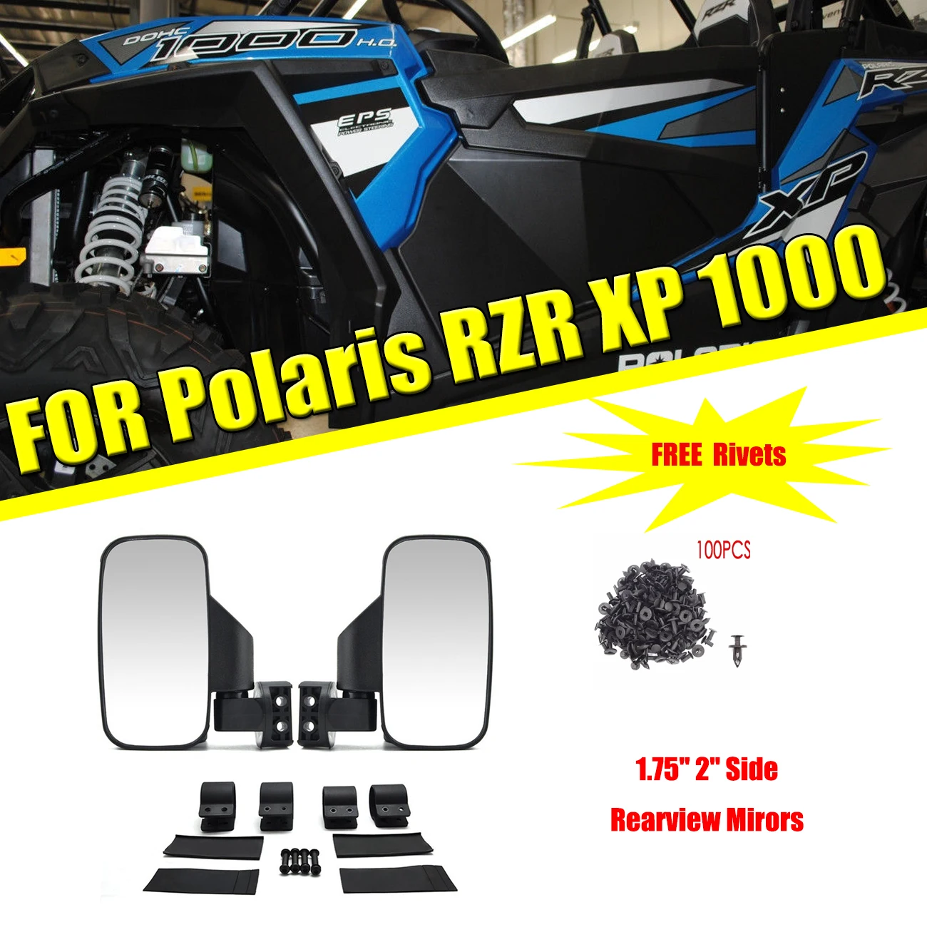 Polaris Ranger 800 Bad Dawg 1.75/" Universal Side Rear View Mirror