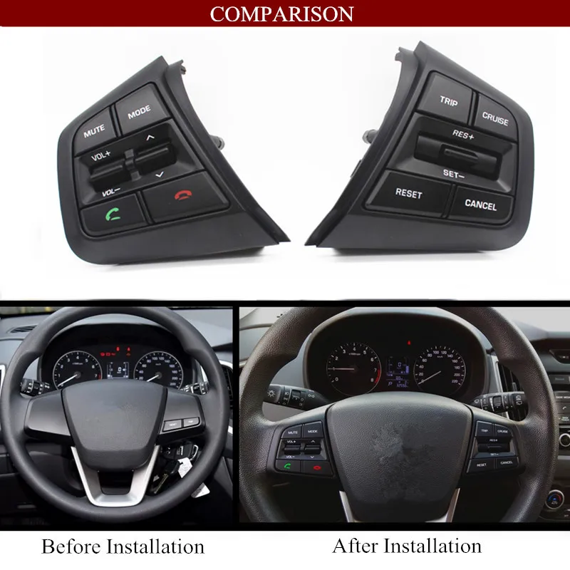 Botón de Control remoto de crucero PUFEITE para Hyundai ix25 1,6/para el interruptor de los botones de Control del volante del coche creta 2,0 con cables