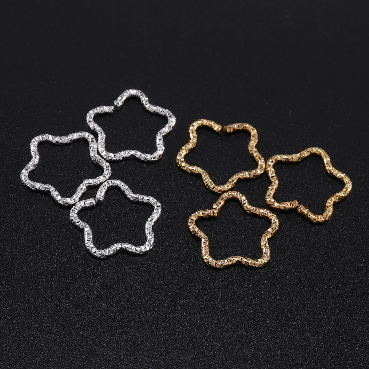 50pcs/lot 16.5mm New Style Silver Gold star Jump Rings Twisted Split Rings Spacer Connectors For Jewelry Making Making Supplies