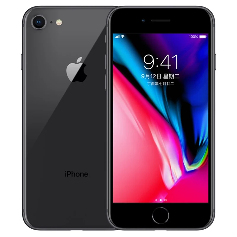 Apple iPhone 8, 2 ГБ, 64 ГБ, разблокированный LTE смартфон, б/у, мобильный телефон, ram, 4,7 дюймов, МП, шестиядерный, отпечаток пальца, iOS, iPhone 8 - Цвет: Black