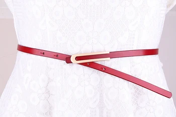 

Hot Sales Women Belt Leather Waist Belt Rectangle Metal Buckle Alloy Cow Skin Dress Accessories Classic Simple for Female