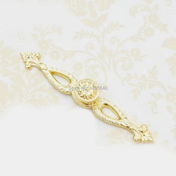 

New 2pcs 195mm Vintage Antique Cabinet Closet Handle Knob Euro-Style Golden Palace Wardrobe Knobs Kitchen Cabinet Drawer Handles