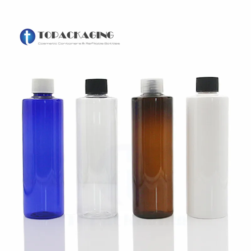 30PCS*250ml Screw Cap Bottle Transparent Plastic Cosmetic Container Empty Lotion Essential Oil Makeup Packing Shampoo Refillable