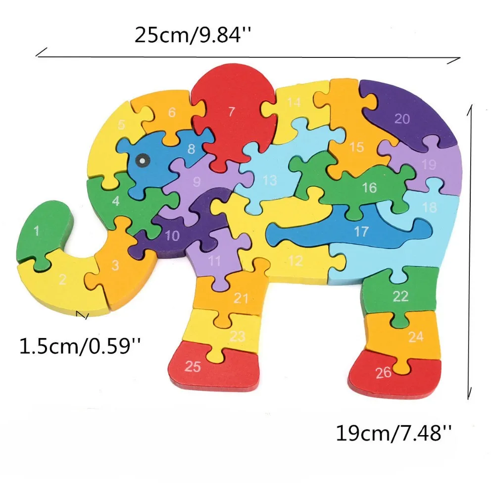 Мультфильм Животные слон трехмерная головоломка Детские обучающие игрушки для детей интеллектуальное развитие деревянный подарок пазл