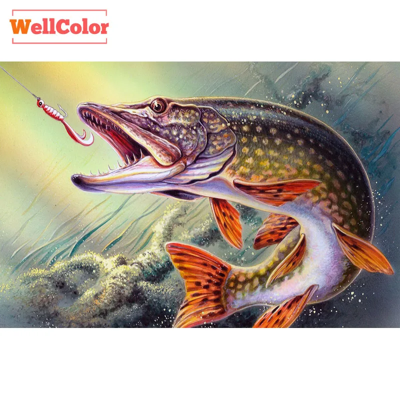 Mazayka Round Diamond Embroidery Fishing Diamond Painting 5d Mosaic 
