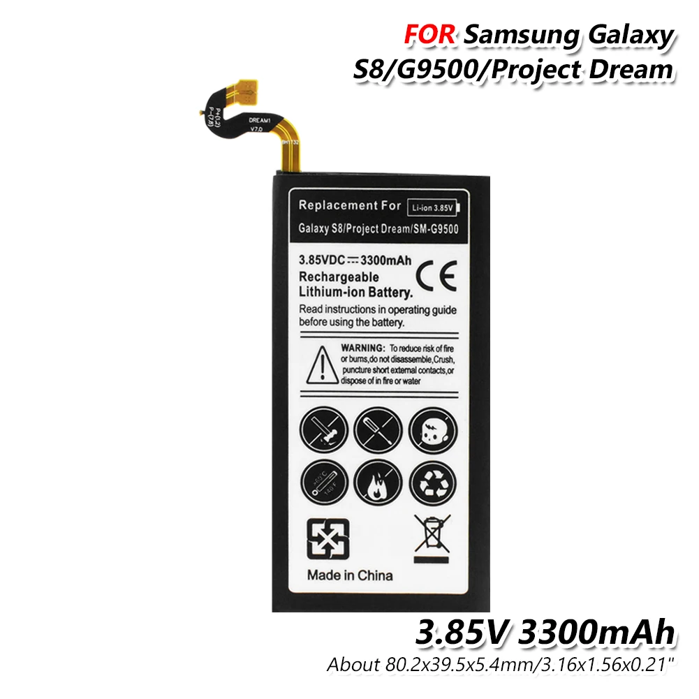 Mbile телефон литиевая батарея для Samsung Galaxy S8 SM G9500 G проект Dream G9508 G950F 3300mAh 3 85 V Bateria с