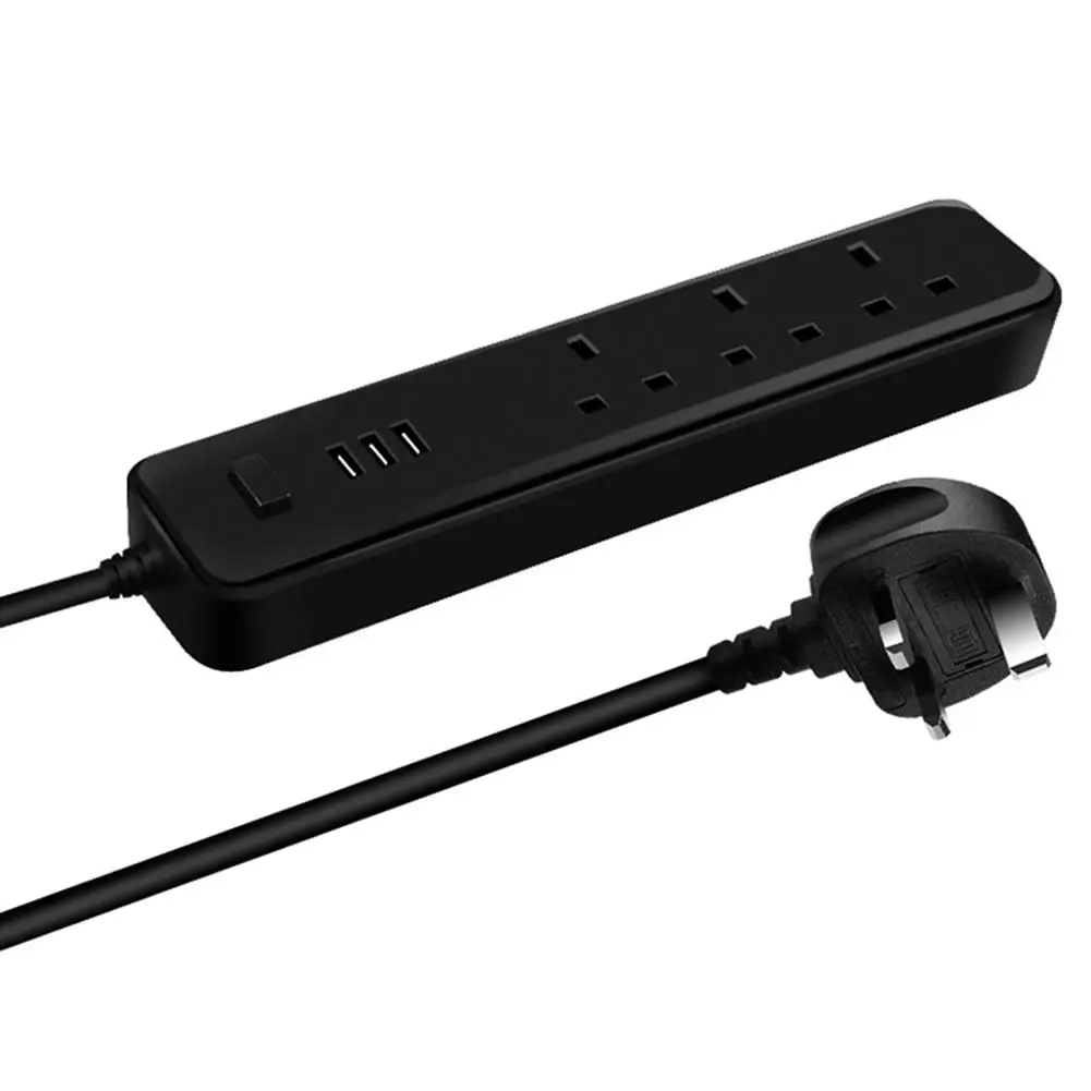 Pаспродажа Новый универсальный 3 порты USB силовые розетки полосы зарядки гнездо адаптера Великобритании Plug