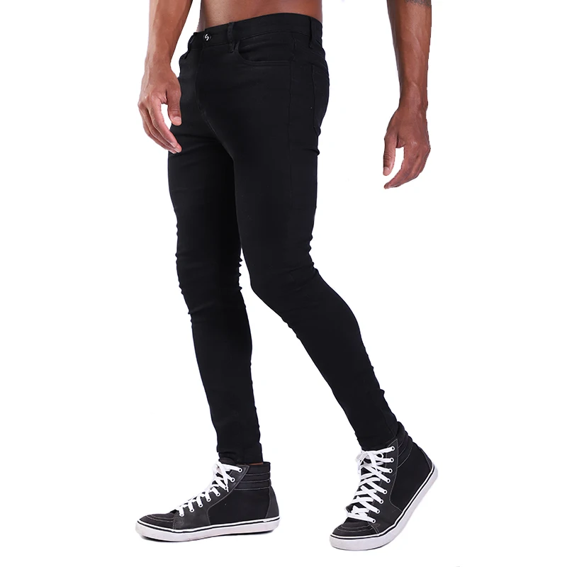 Single Road White Jeans Men Biker Mens Supper Skinny Jeans Streetwear Stretch Denim Pants Man Slim Fit Brand Jeans Male - Цвет: Black Skinny Jeans