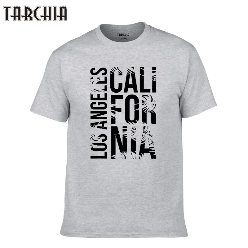 TARCHIA, хлопок, короткий рукав, летняя футболка, Лос-Анжелес, california, повседневная, приталенная, для мужчин размера плюс, футболки, топы, Homme, топы с принтом