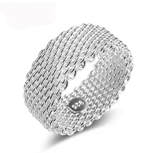 Модное кольцо 925 пробы серебряного цвета, ювелирное изделие, плетеный сетчатый пояс, сетчатые кольца для женщин, Anillos Mujer Bague Anel кольцо aneis