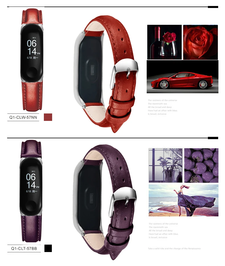 Цветной кожаный ремешок для xiaomi mi band 4 ремешок для часов Ремешок для xiaomi mi Band 4/3 аксессуары браслет mi band 3 ремешок