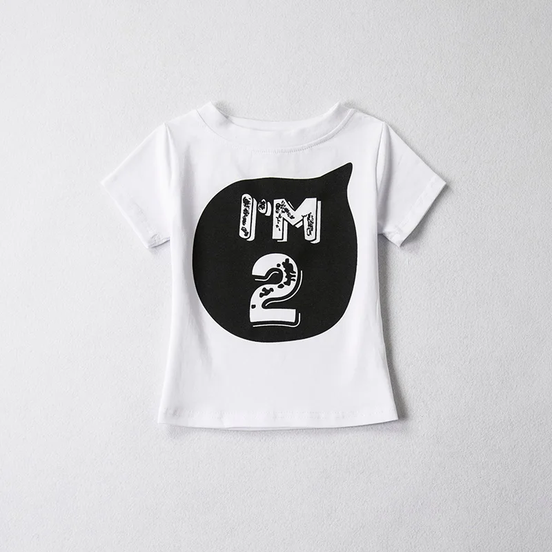 Хлопковая летняя одежда для малышей, футболка Топы, детская одежда для дня рождения для девочек и мальчиков возрастом 1, 2, 3, 4 лет вечерние рубашки для малышей - Цвет: White2