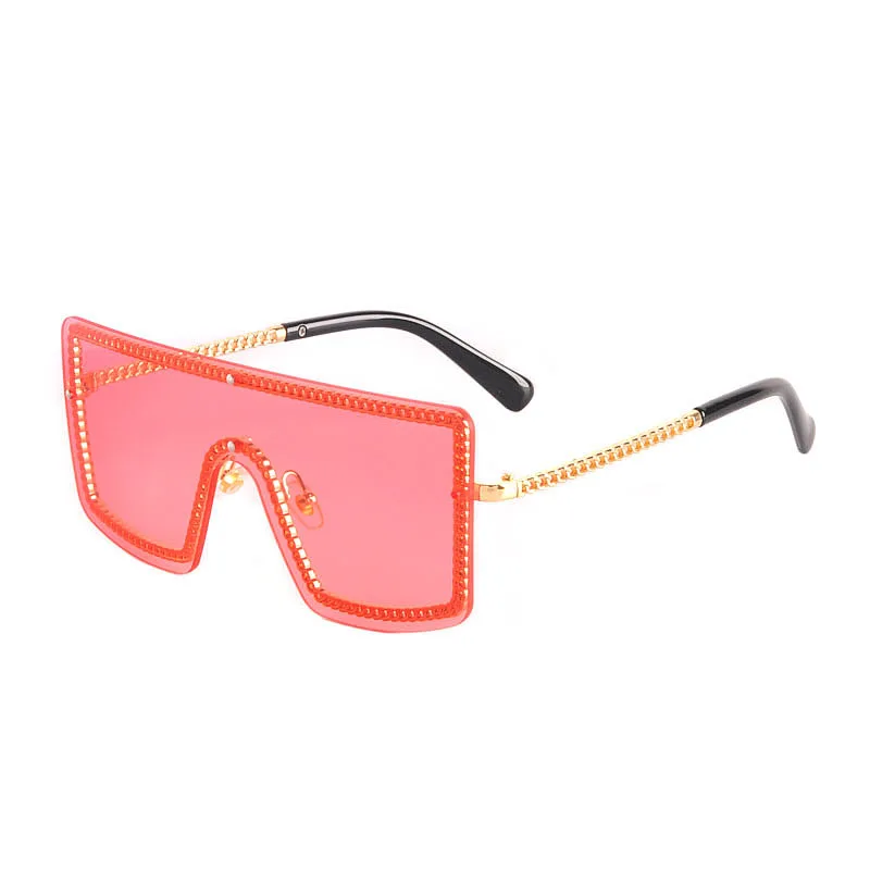 Новые модные квадратные солнцезащитные очки для женщин роскошные негабаритных Градиент Синий Розовый Желтый линза в металлической оправе плоские верхние солнцезащитные очки для мужчин - Цвет линз: 6
