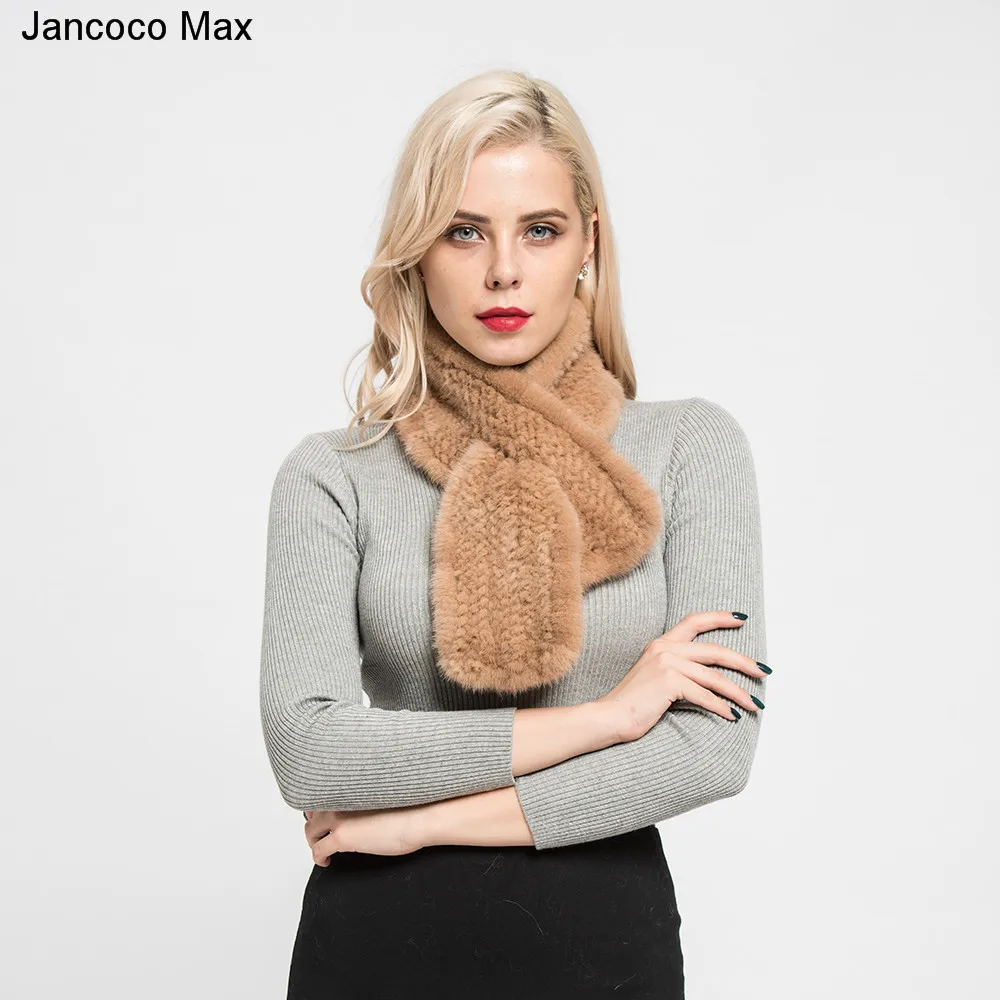 Jancoco Max натуральный мех норки трикотажные женские зимние шарфы шаль наивысшего качества женская накидка Розничная/ S7106