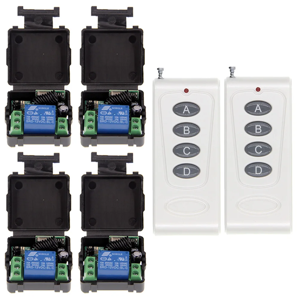 

1000m Mini DC 12V 1CH 1 CH 10A RF Wireless Remote Control Switch System 4CH Transmitter 315 / 433 MHz