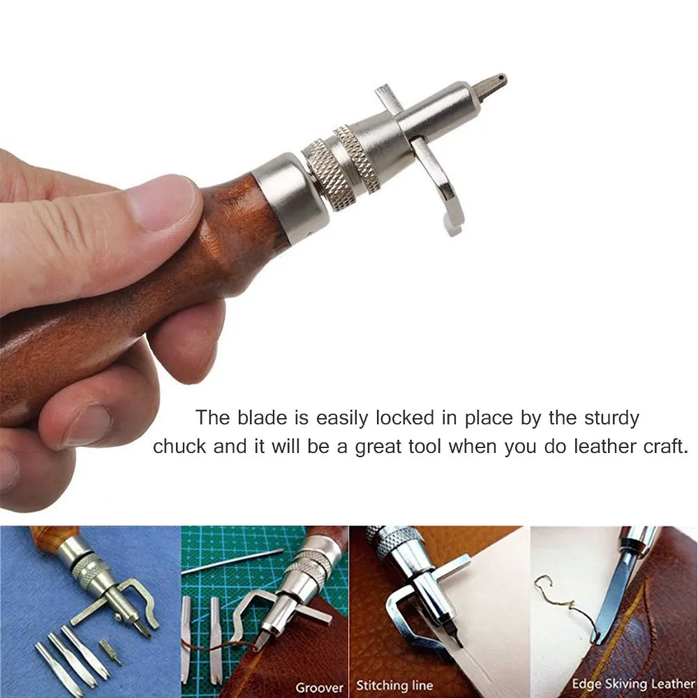 7 in1 Stitching Groover Creaser Beveller Outil en cuir Craft Edge réglable