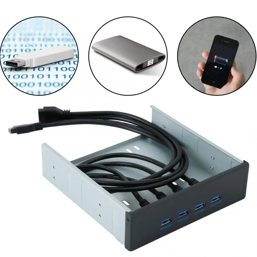 Высокая Скорость 20Pin 4-Порты и разъёмы USB 3,0 концентратор оптический диск с драйверами спереди Панель