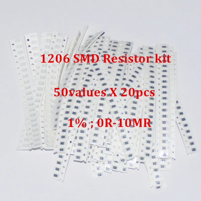 1000 шт. SMD 1206 резистор упаковка 50 значений X 20 шт. резисторы комплект резисторы Trousse чип фиксированный 1% 0 Ом-10 м ом SMD сопротивление